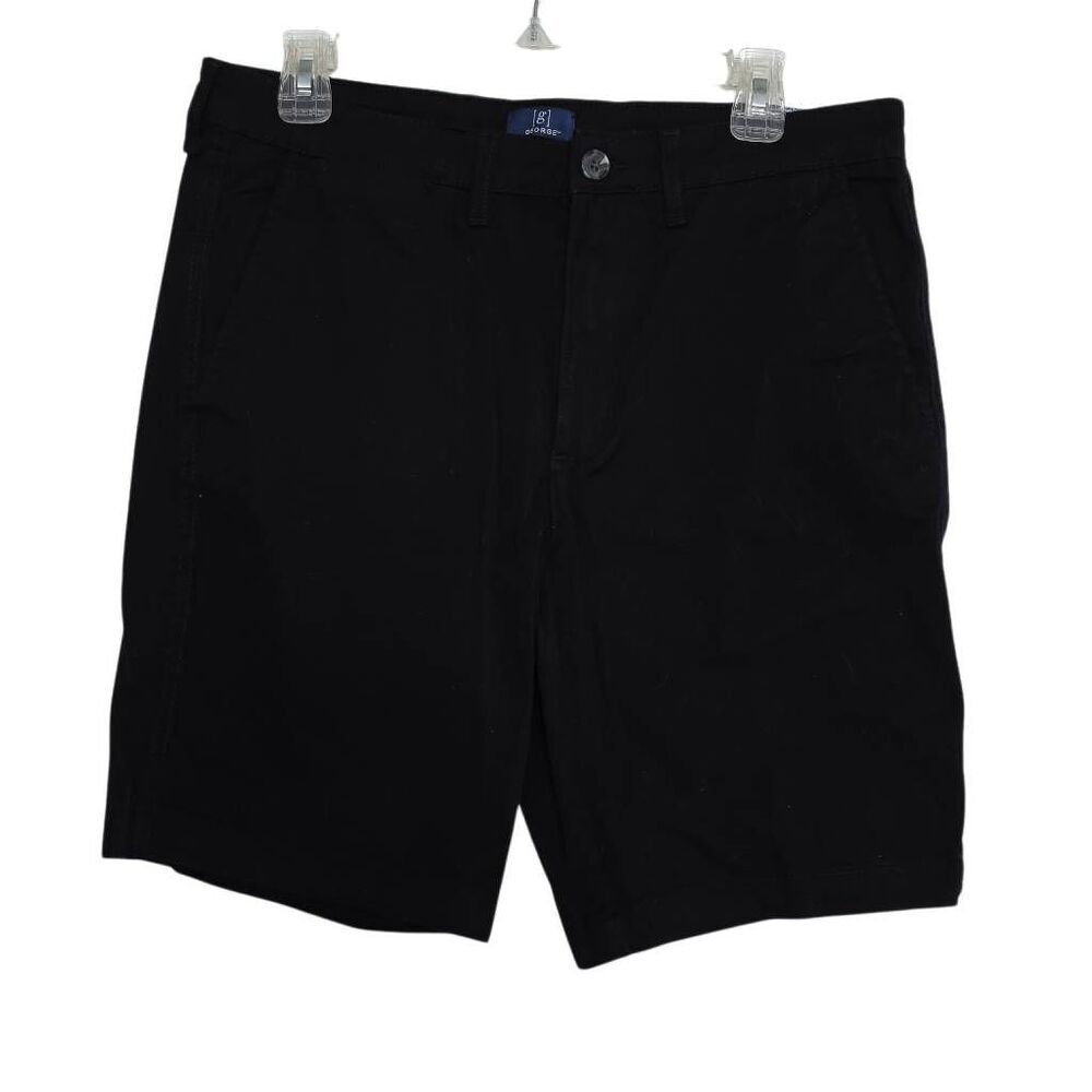 George Men's Size 32" Black Flat Front Chino Shorts
